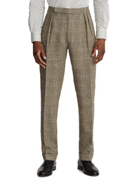 Ralph tartan suit in silk and linen blend - Vintage Cream & Black With Blue Deco