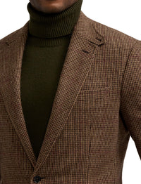 Blazer Kent pied-de-poule en cachemire et laine mélangé - Dark Brown, Multicolore With Burgundy Deco
