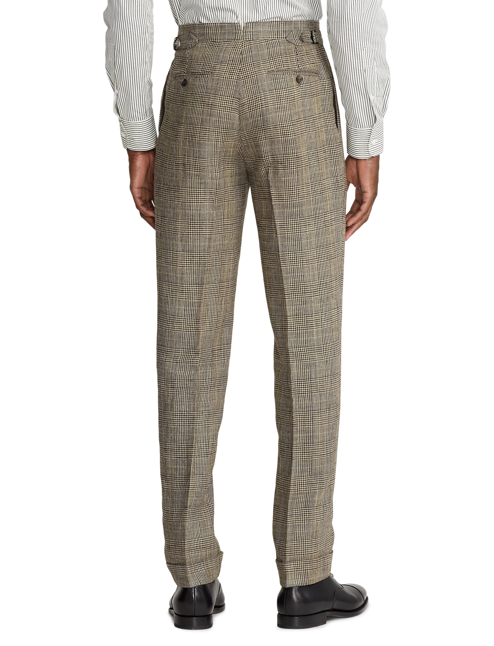 Ralph tartan suit in silk and linen blend - Vintage Cream & Black With Blue Deco