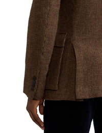 Blazer Kent pied-de-poule en cachemire et laine mélangé - Dark Brown, Multicolore With Burgundy Deco