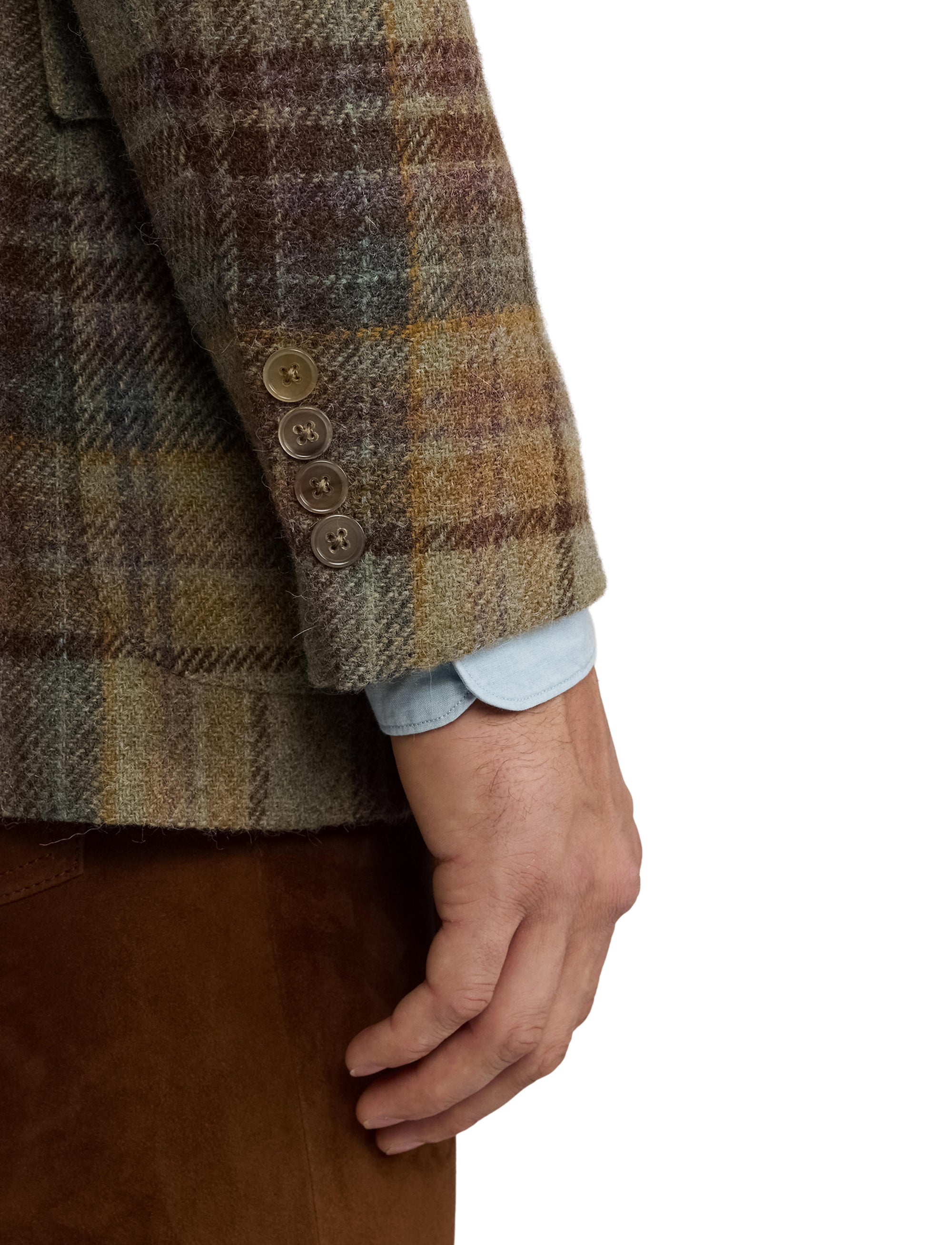 Blazer Kent écossais en laine - Sage, Brown, Tan & Multicolore