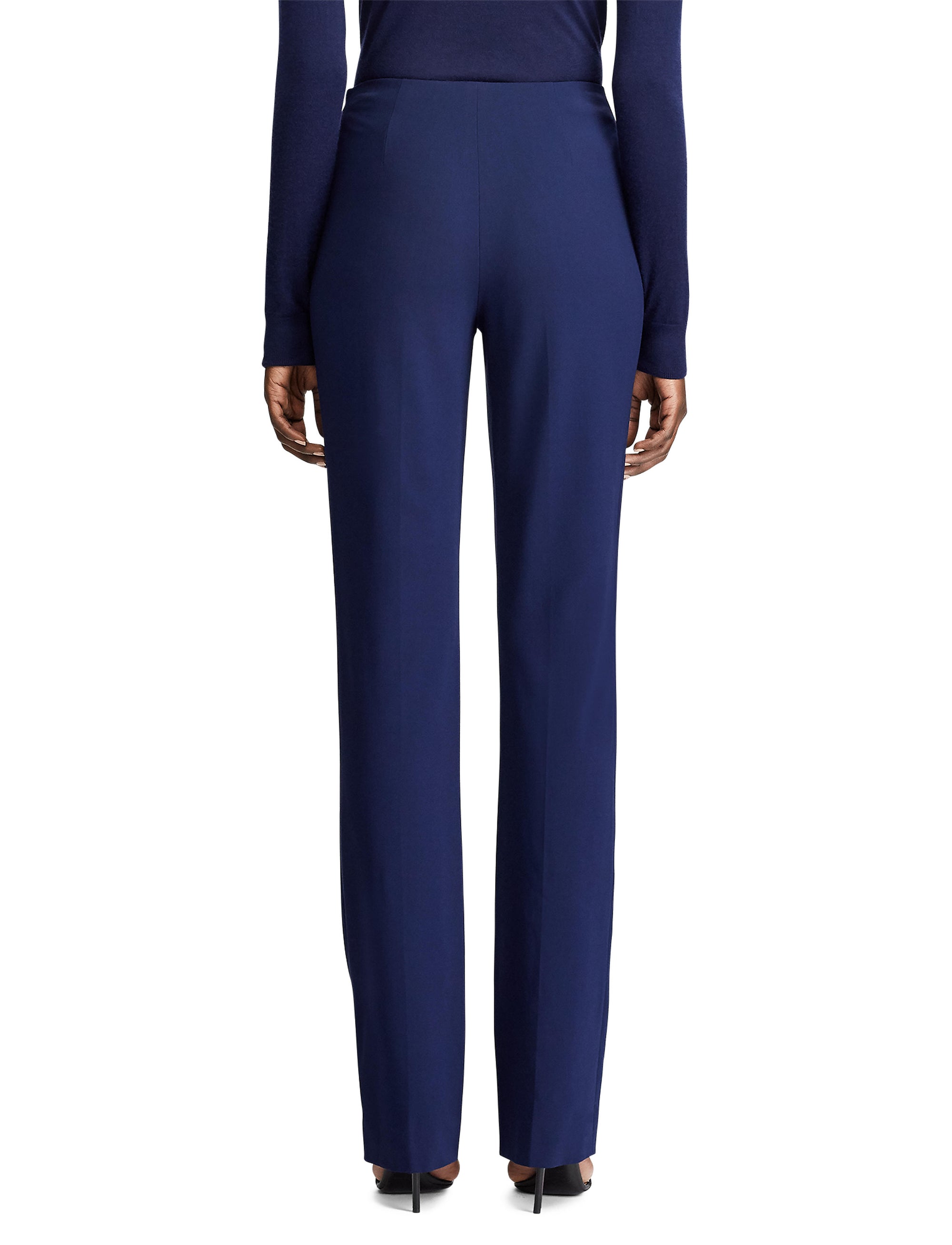 Pantalon Alandra à devant plat en laine - Bleu