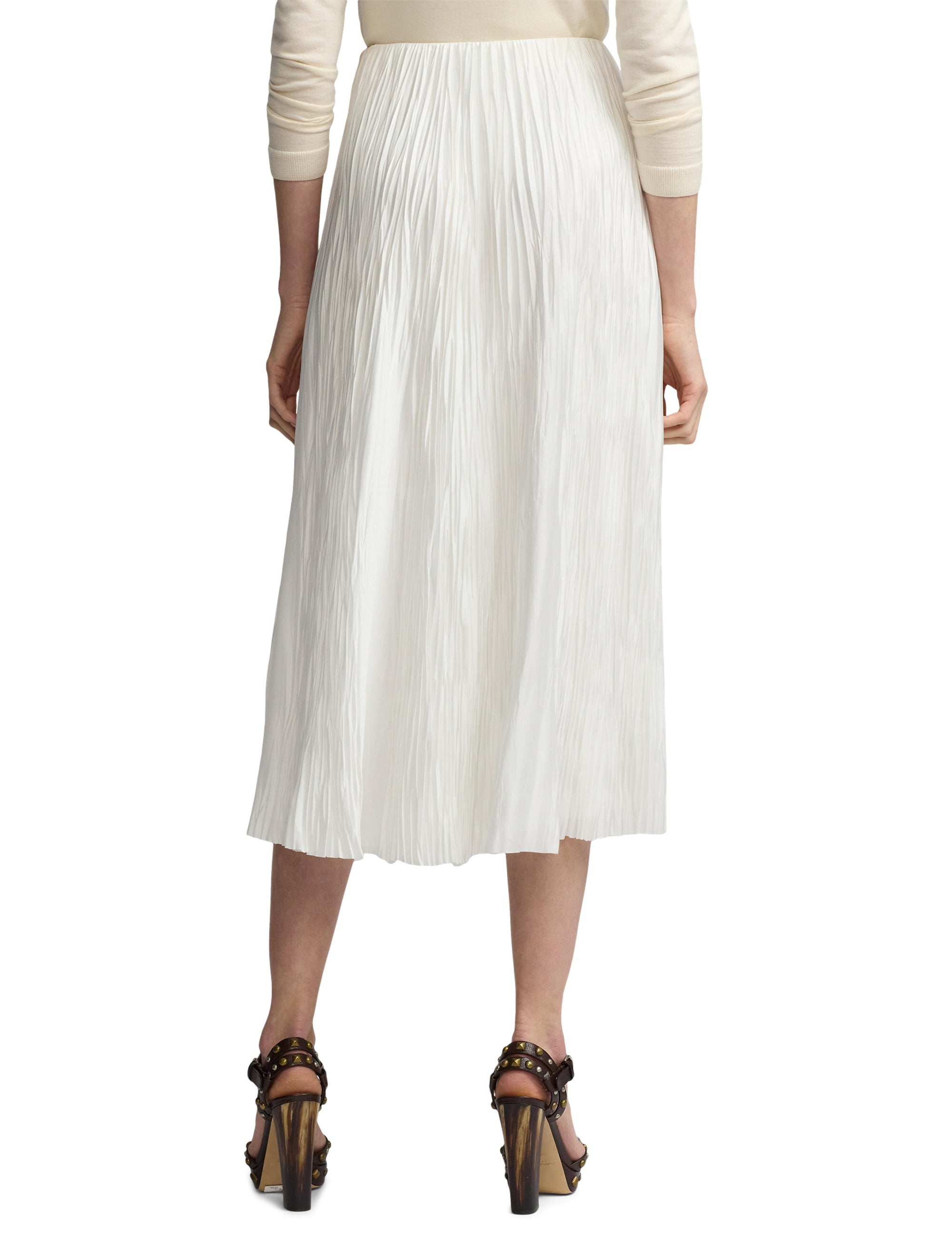 Malone pleated skirt in satin - Off-White