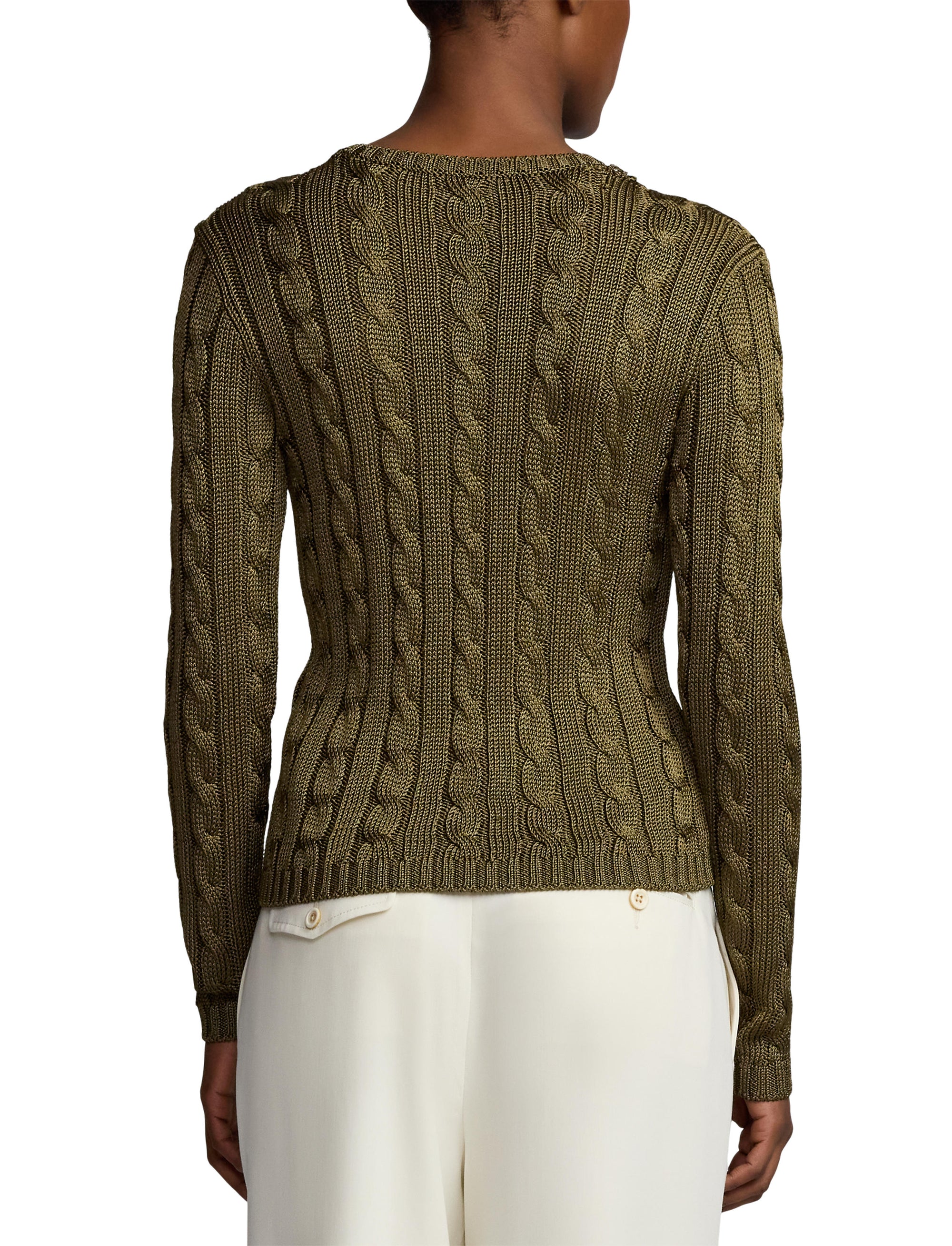 Pull col rond torsadé en soie - Moss