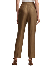 Evanne trousers in silk shantung - Cocoa