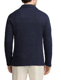 Cardigan blazer en lin mélangé texturé - Royal Navy Heather