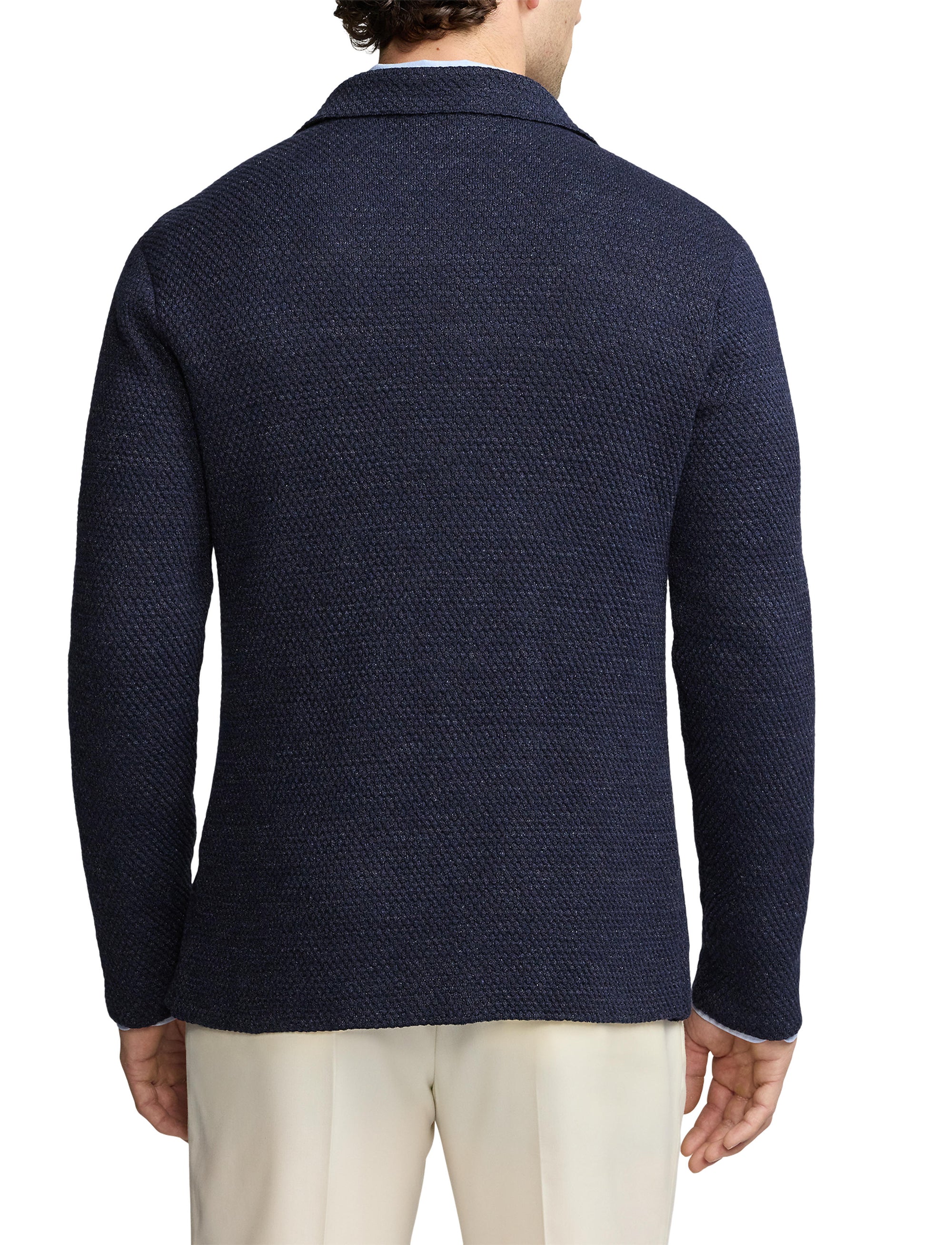 Cardigan blazer en lin mélangé texturé - Royal Navy Heather