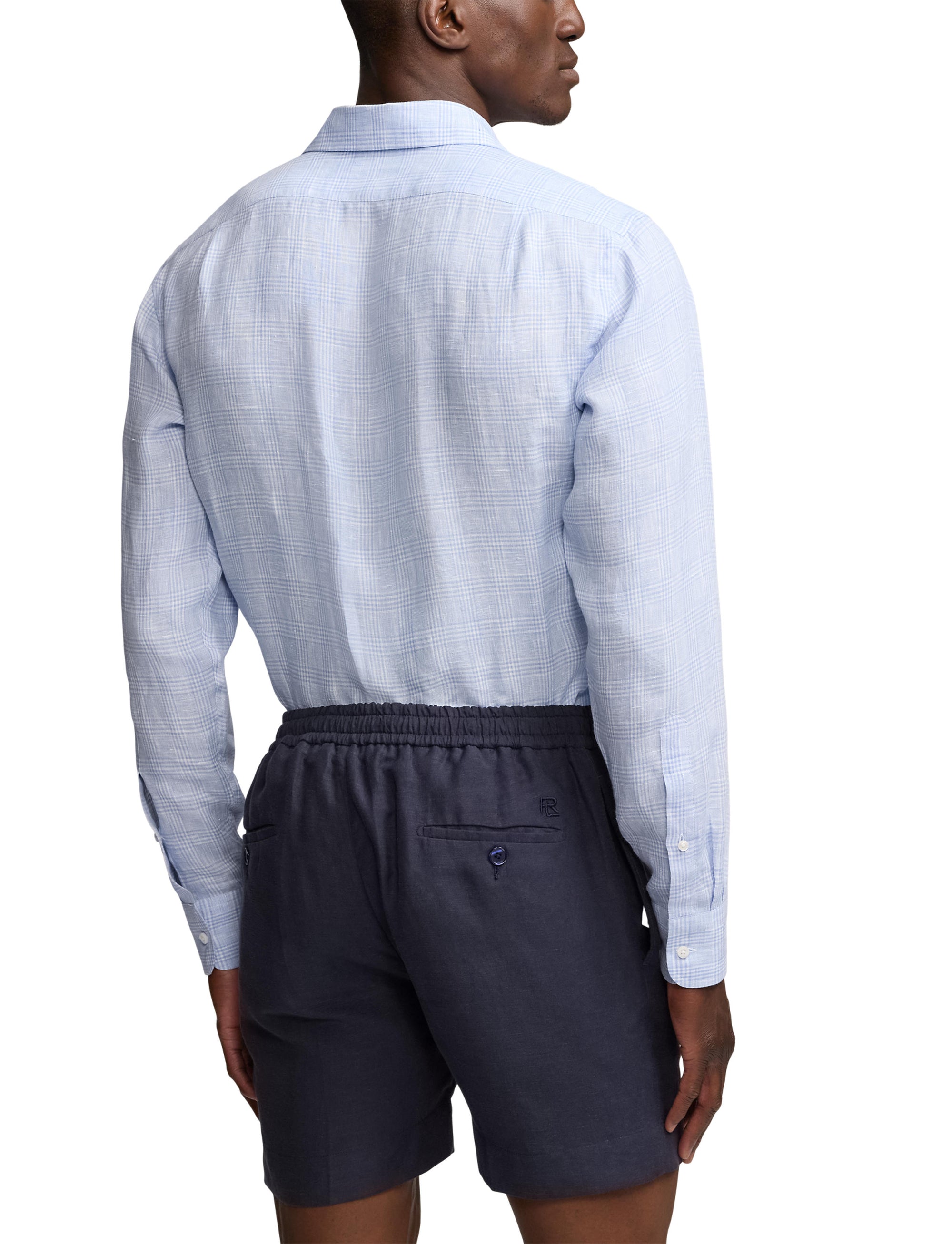 Chemise à motif prince-de-galles en lin - Blue