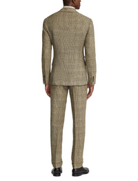 Ralph tartan suit in silk and linen blend - Vintage Cream & Black With Blue Deco