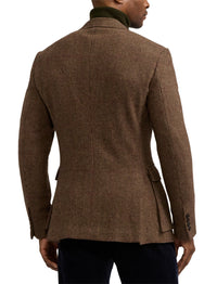 Blazer Kent pied-de-poule en cachemire et laine mélangé - Dark Brown, Multicolore With Burgundy Deco