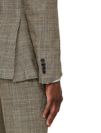 Ralph tartan suit in silk and linen blend - Vintage Cream & Black With Blue Deco