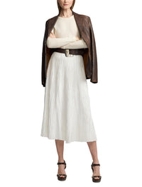 Malone pleated skirt in satin - Off-White