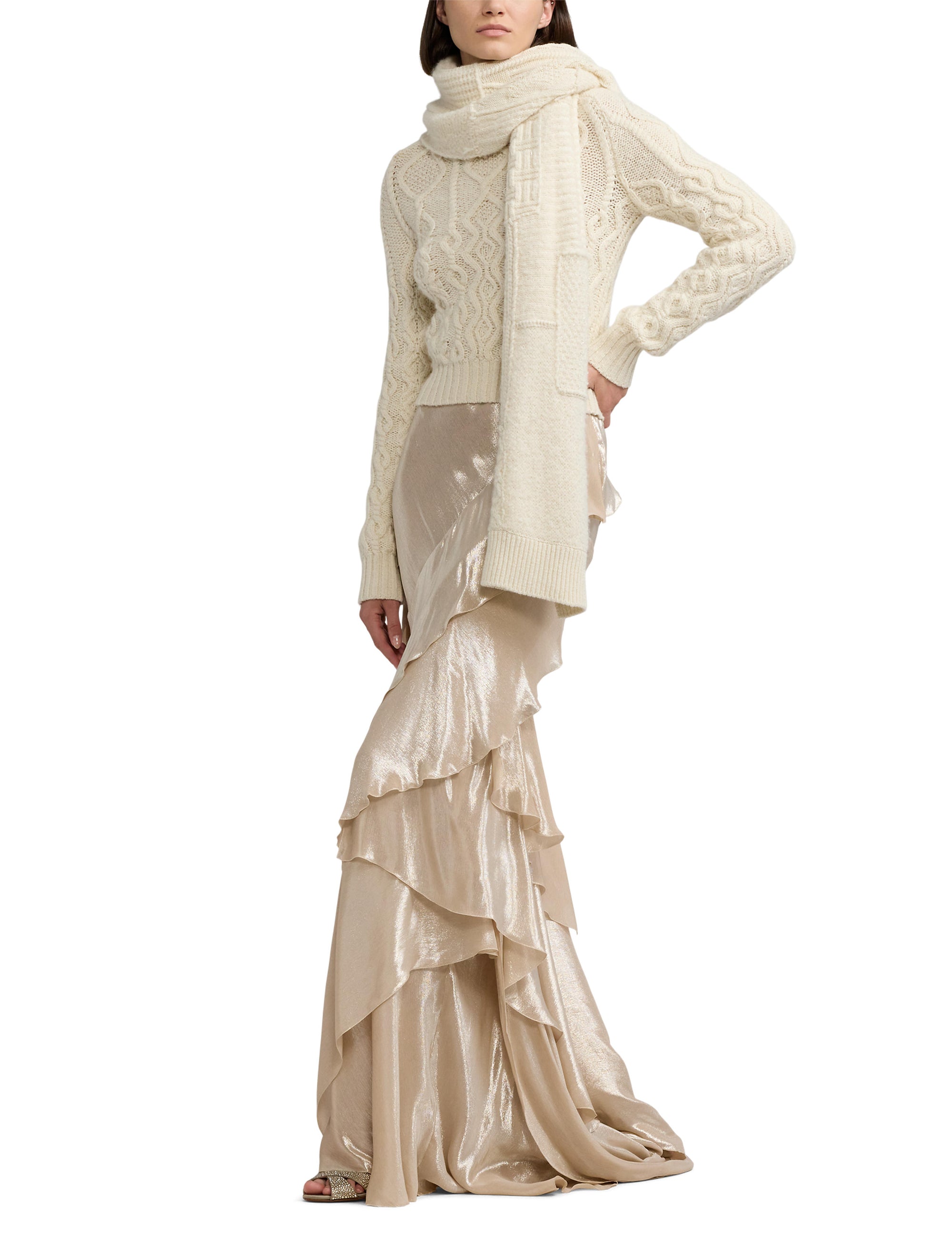 Neeva skirt in silk chiffon - Platinum