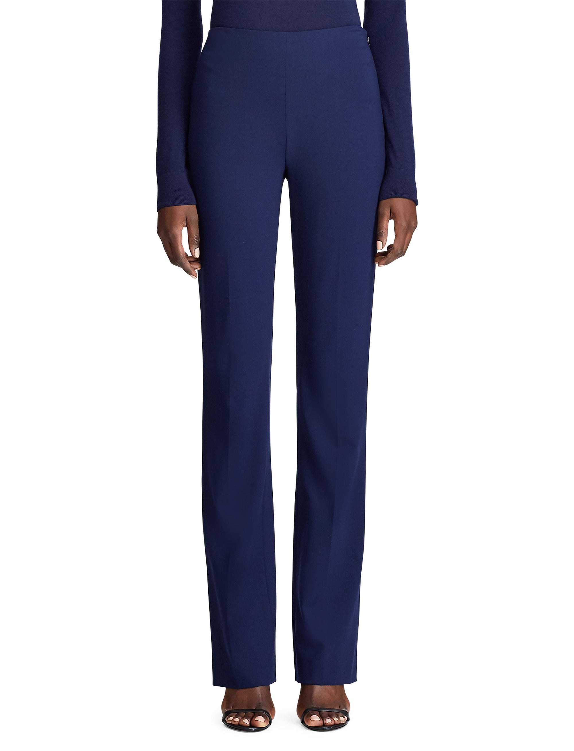 Pantalon Alandra à devant plat en laine - Bleu
