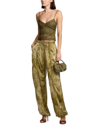Pantalon Killian motif en soie - Moss & Multicolore