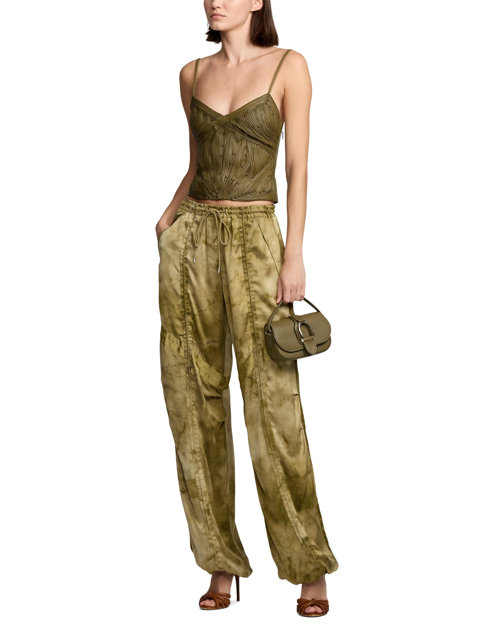Pantalon Killian motif en soie - Moss & Multicolore
