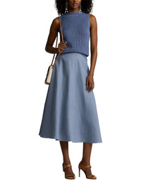 Erica skirt in linen - Cornflower