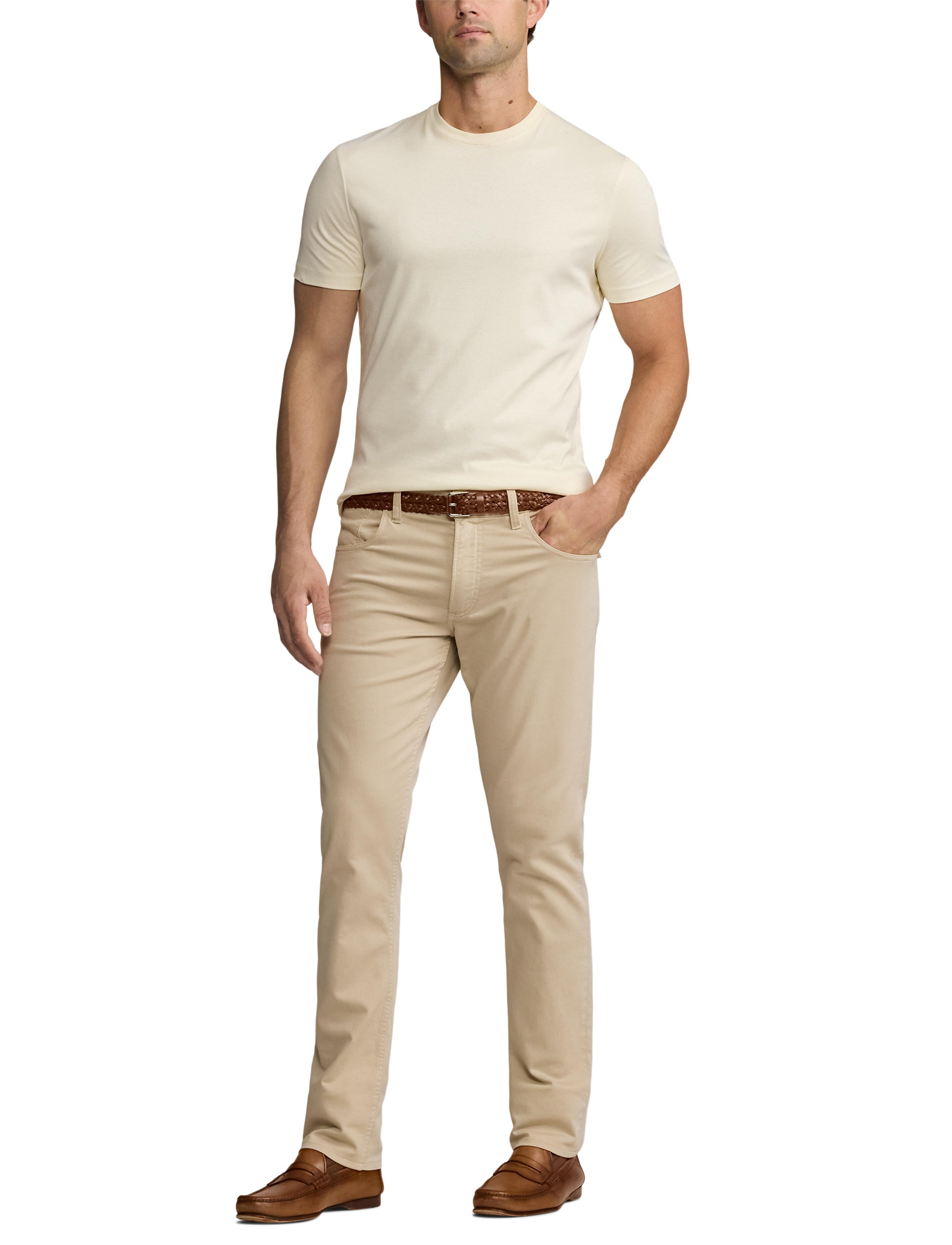 T-shirt à col rond en interlock  - Classic Cream