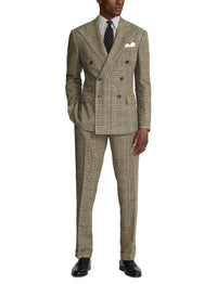 Ralph tartan suit in silk and linen blend - Vintage Cream & Black With Blue Deco