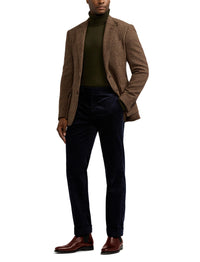Blazer Kent pied-de-poule en cachemire et laine mélangé - Dark Brown, Multicolore With Burgundy Deco