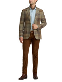 Blazer Kent écossais en laine - Sage, Brown, Tan & Multicolore