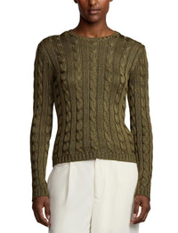 Pull col rond torsadé en soie - Moss