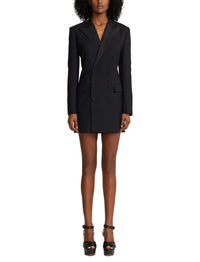 Robe de cocktail croisée Cottrell en laine et soie mélangée - Black
