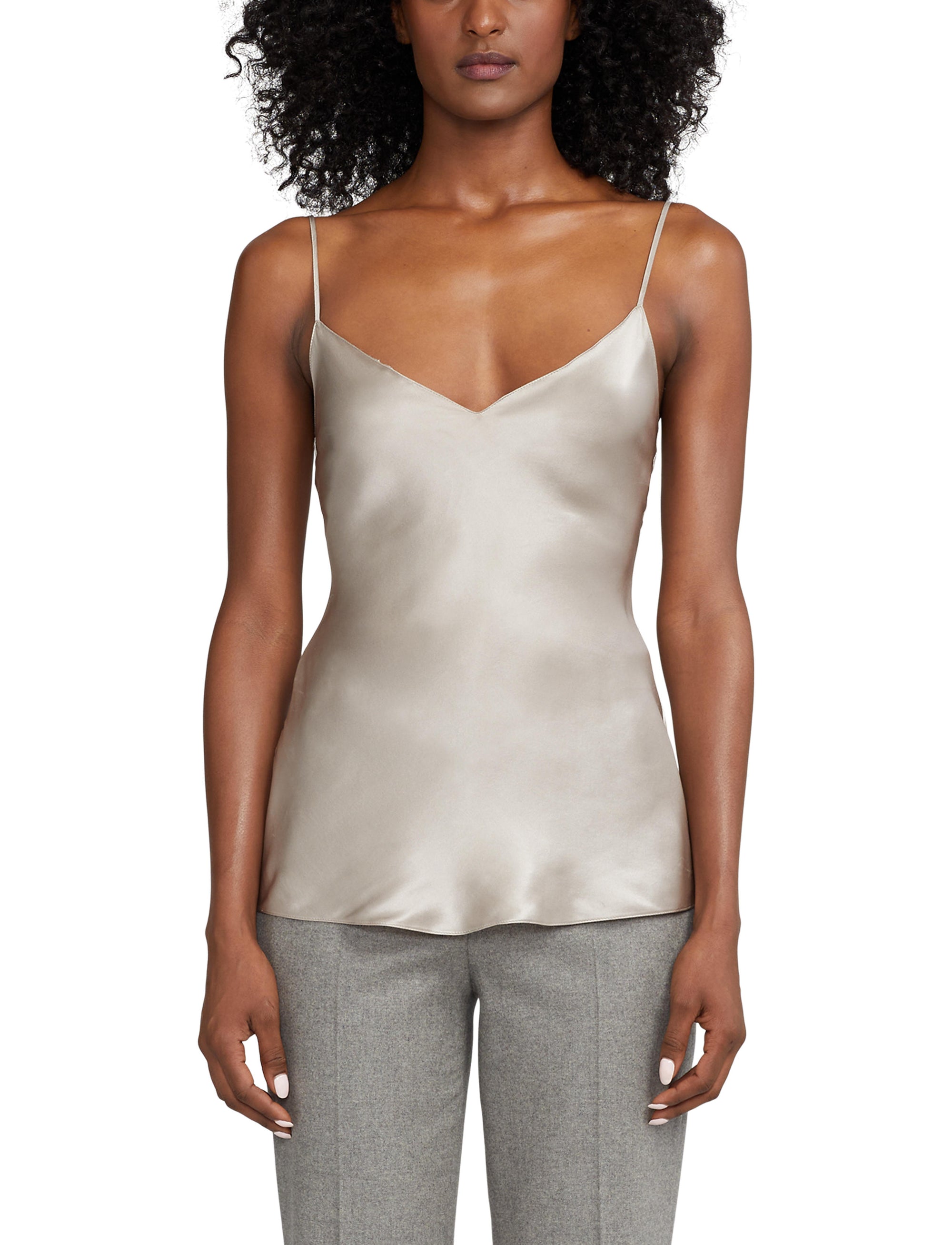 Caraco Annelia charmeuse de soie délavée - Taupe Grey