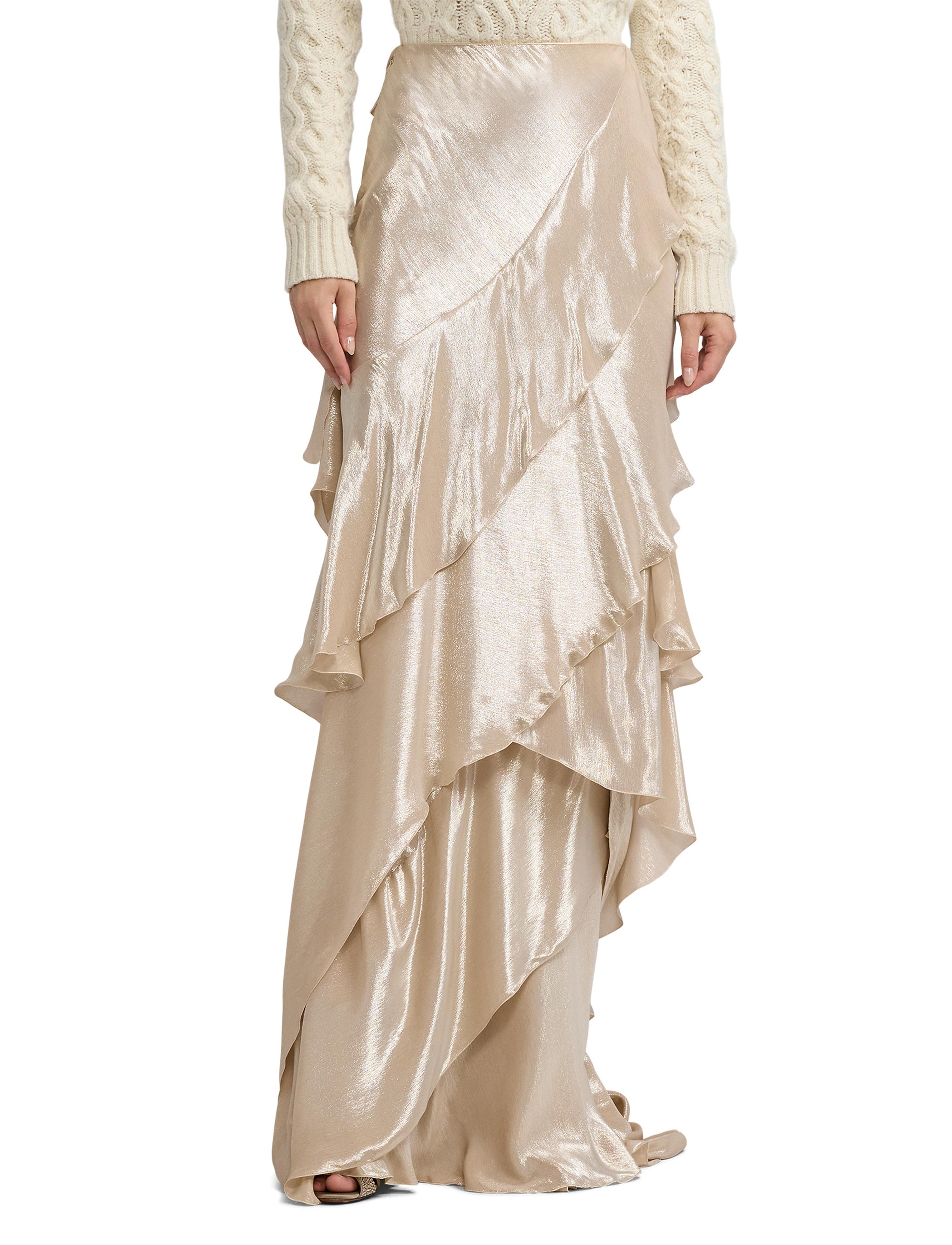 Neeva skirt in silk chiffon - Platinum
