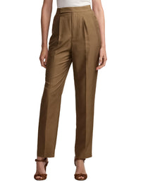 Evanne trousers in silk shantung - Cocoa