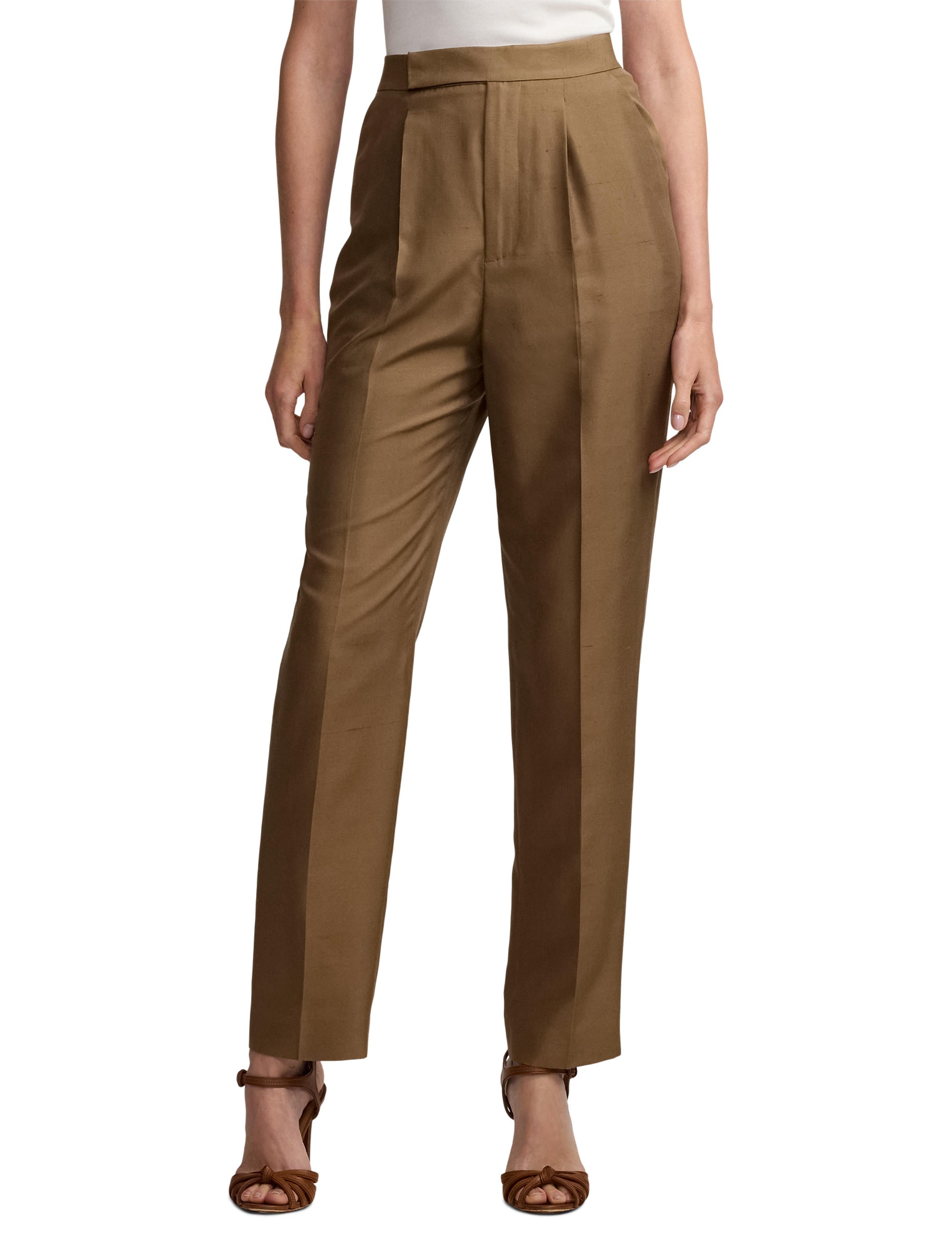 Evanne trousers in silk shantung - Cocoa