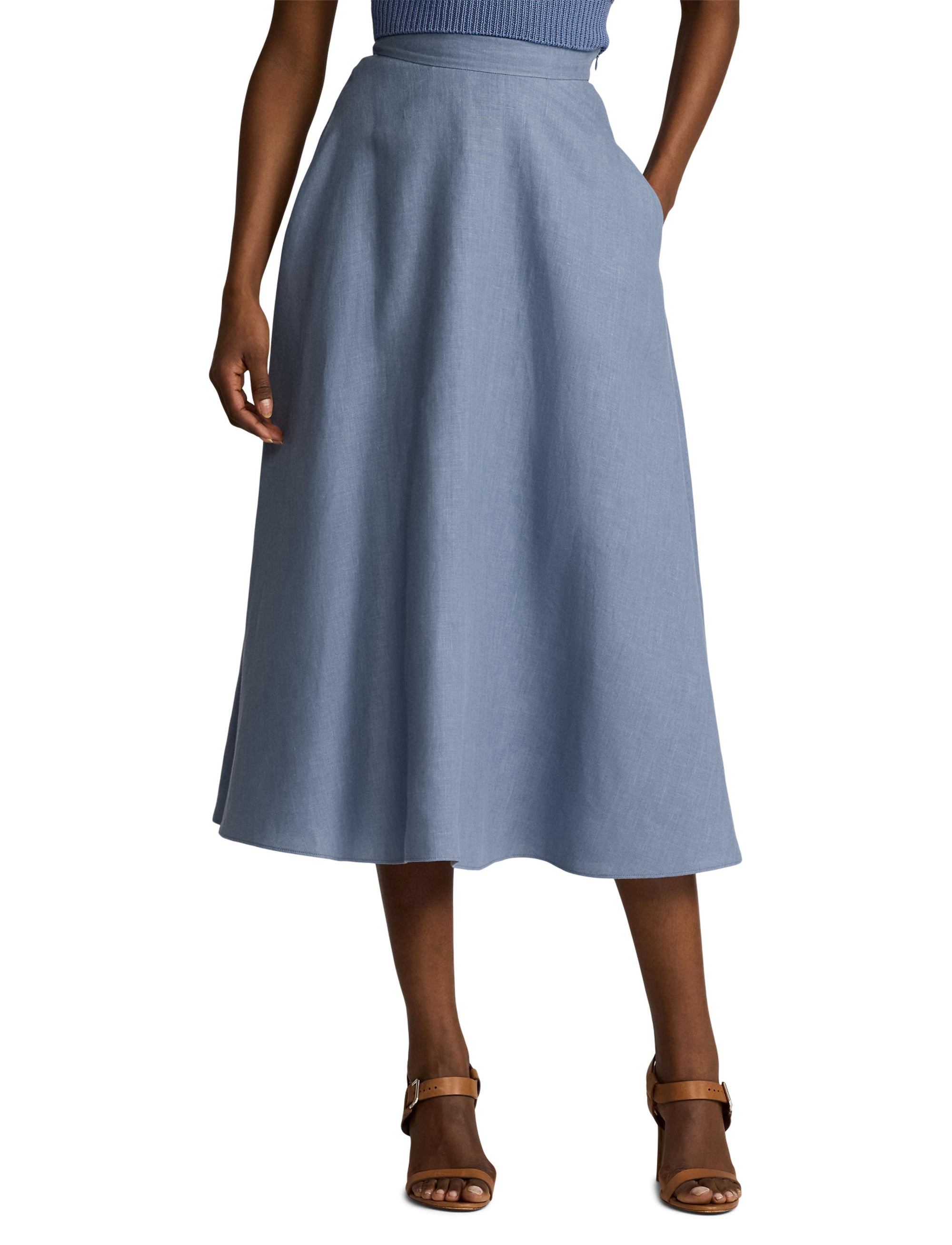 Erica skirt in linen - Cornflower