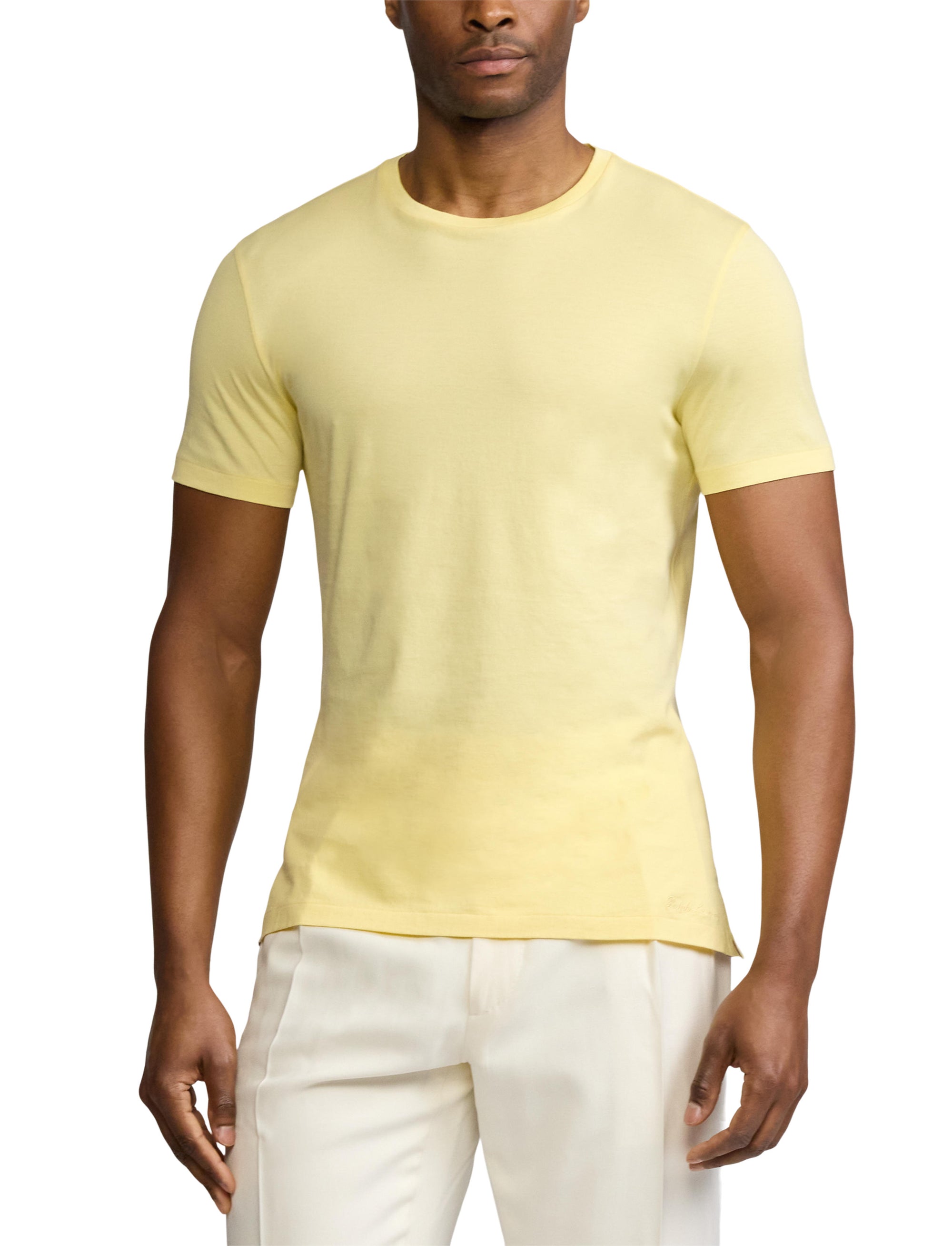 Round-neck T-shirt in Scottish yarn - Lemon Meringue