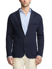 Cardigan blazer en lin mélangé texturé - Royal Navy Heather