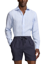 Chemise à motif prince-de-galles en lin - Blue
