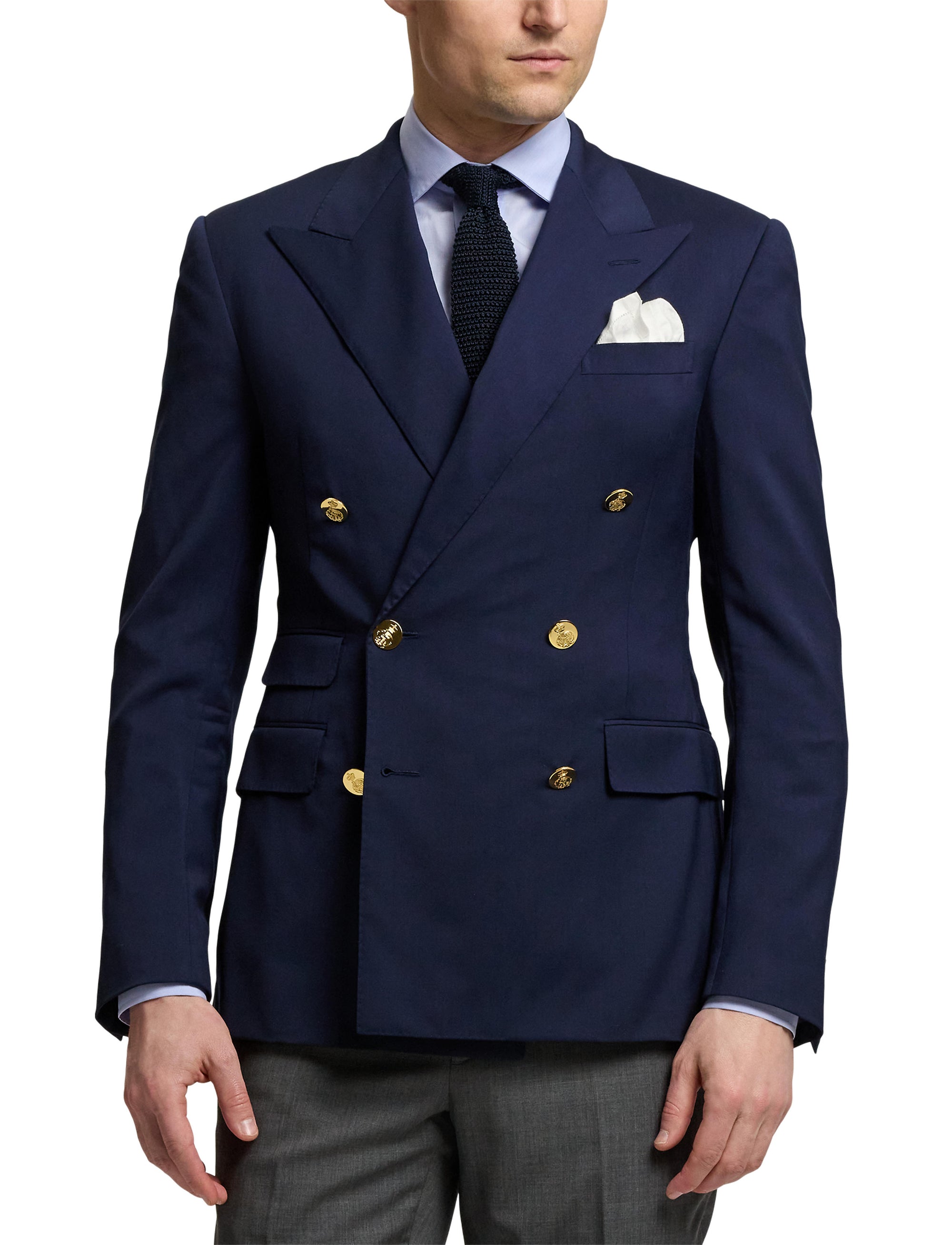 Gregory twill blazer with notched lapels - Navy