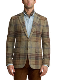 Blazer Kent écossais en laine - Sage, Brown, Tan & Multicolore