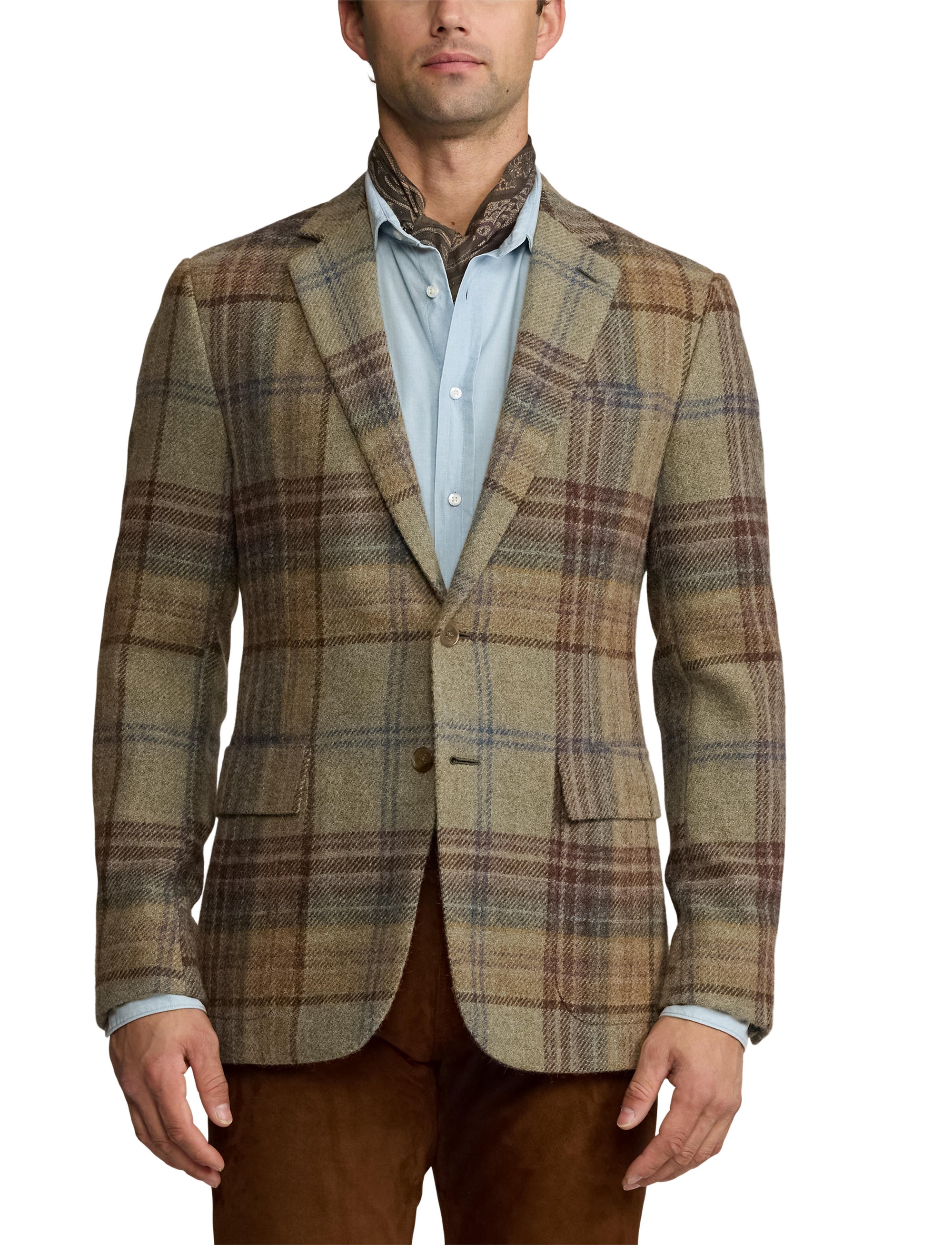 Blazer Kent écossais en laine - Sage, Brown, Tan & Multicolore