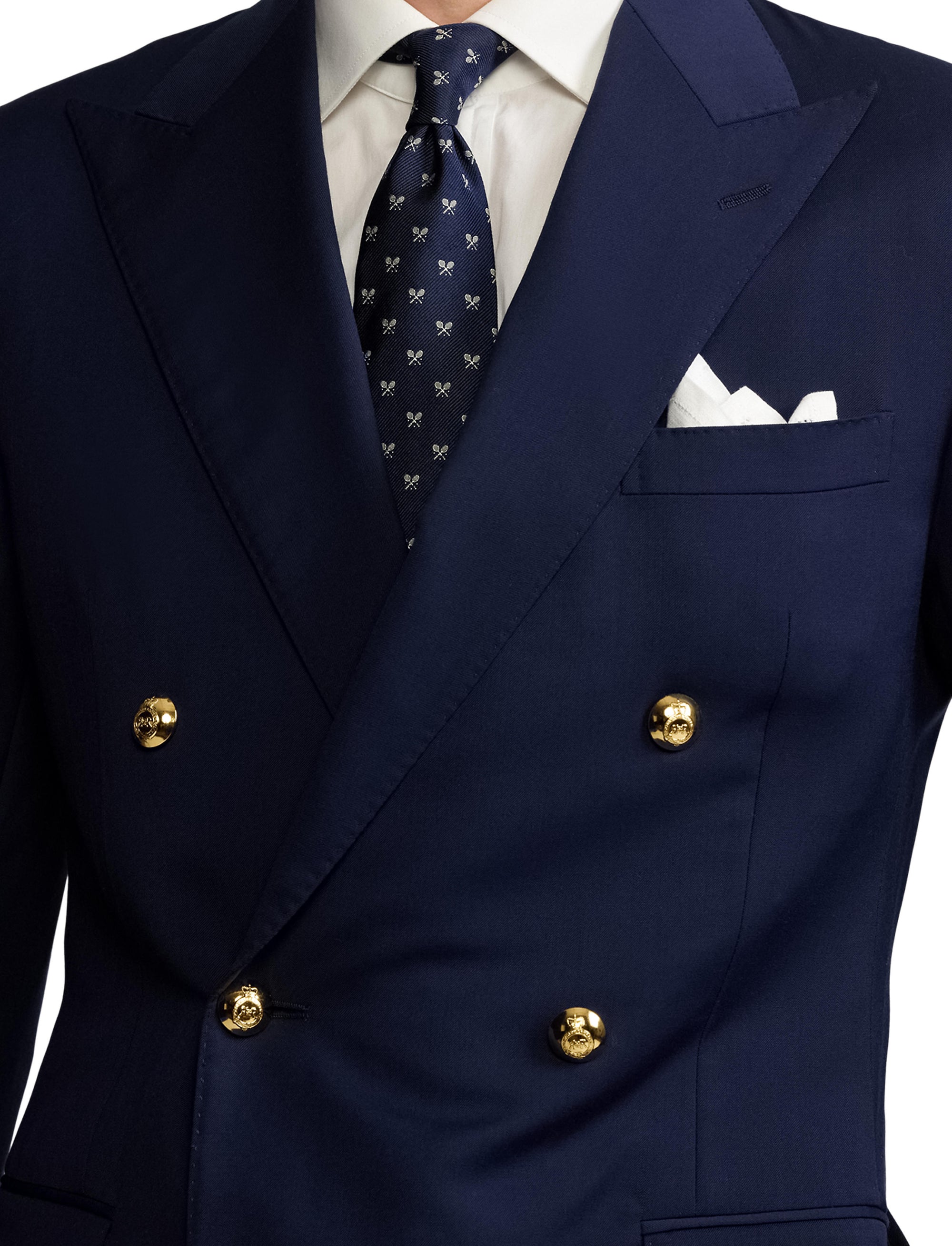 Cravate motif raquettes en soie - Navy