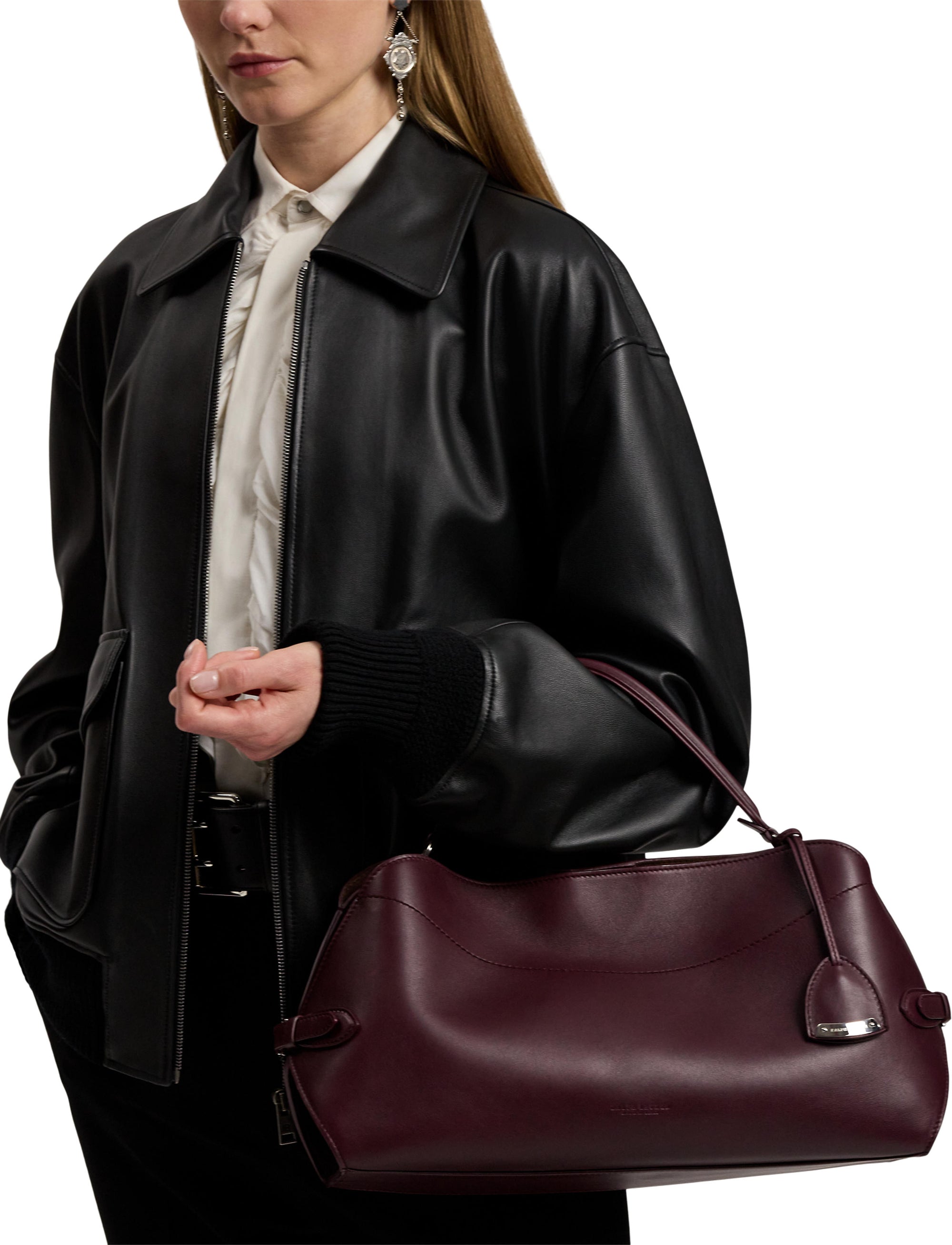 Sac porté épaule Ralph en cuir - Burgundy