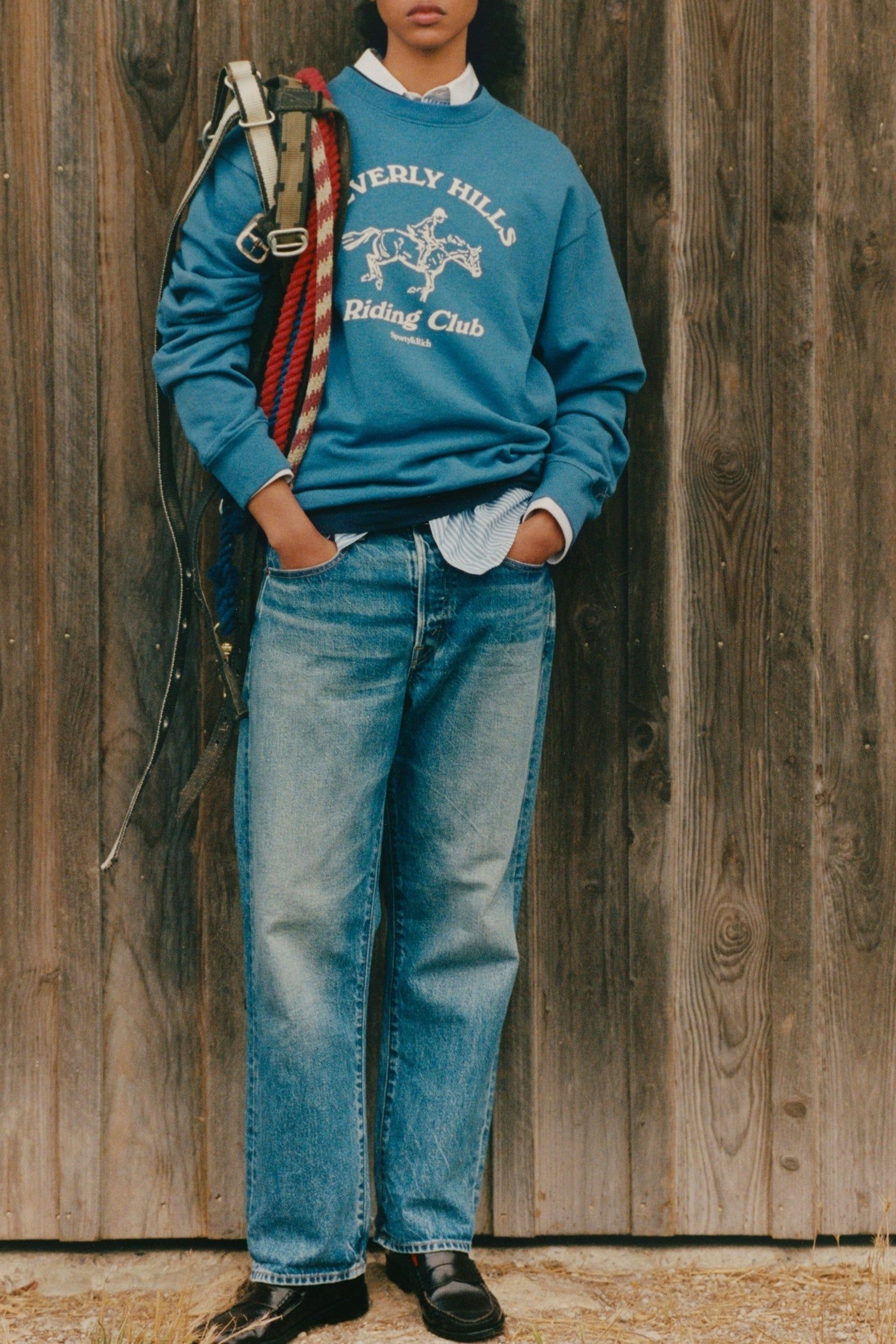 BH Riding Club Crewneck - Pier Blue & Ecru