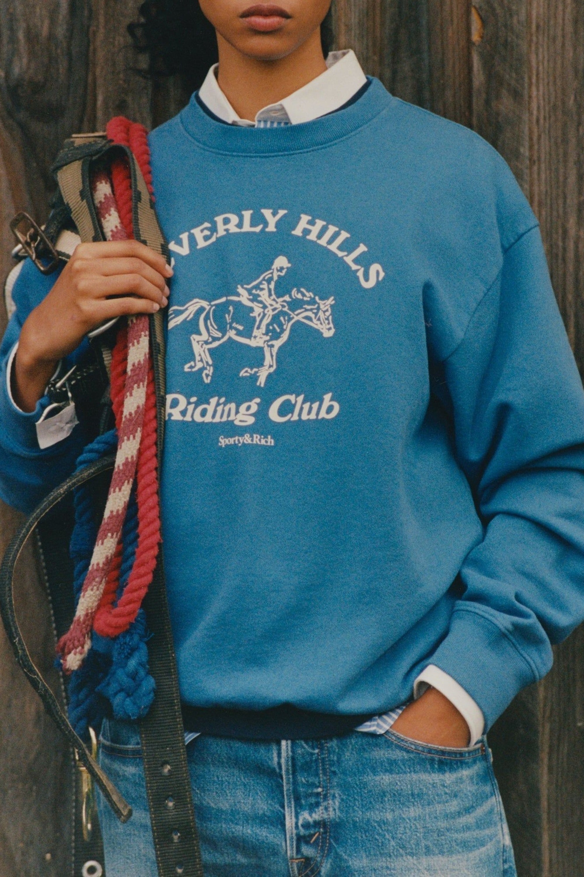 BH Riding Club Crewneck - Pier Blue & Ecru