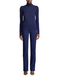 Pantalon Alandra à devant plat en laine - Bleu