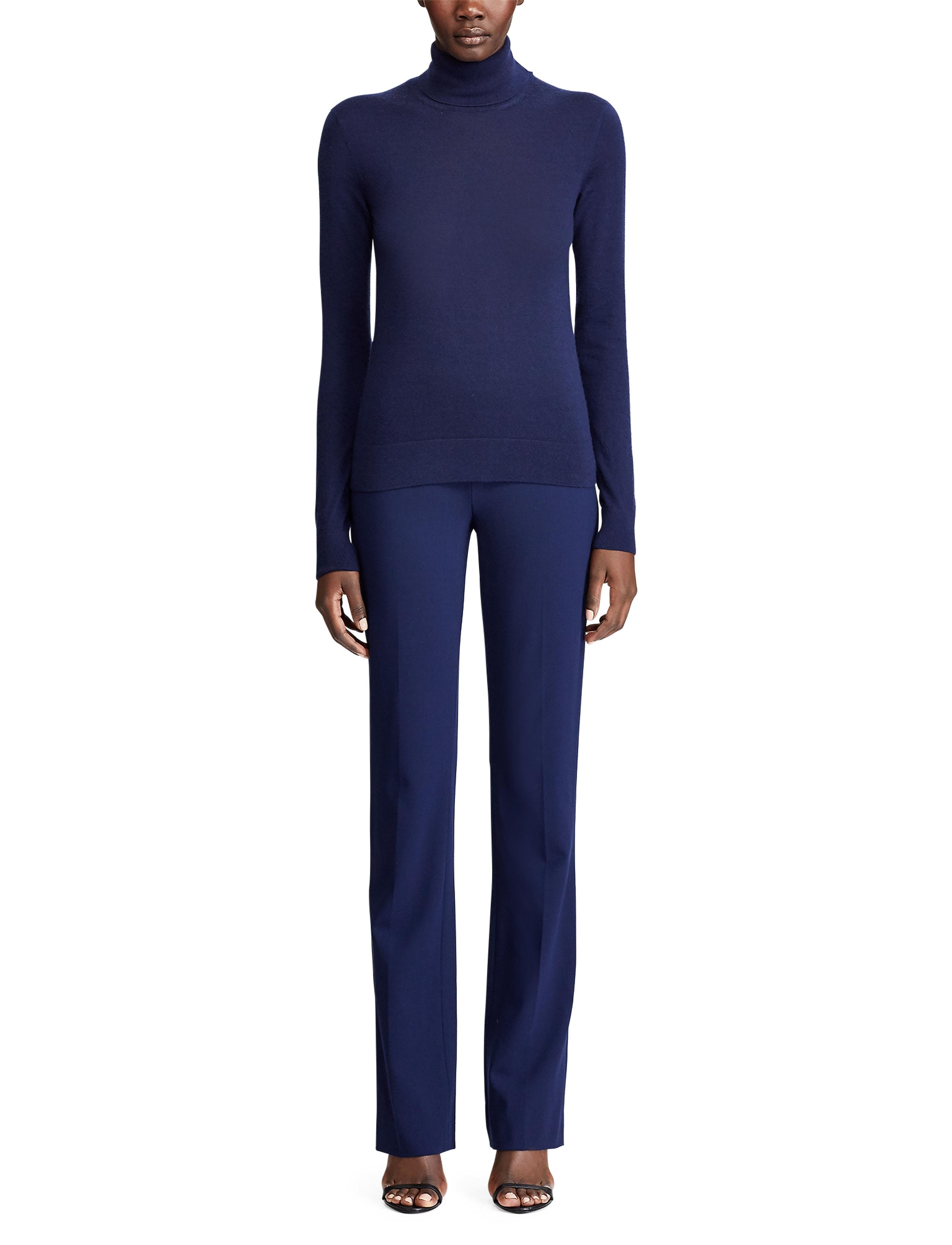 Pantalon Alandra à devant plat en laine - Bleu