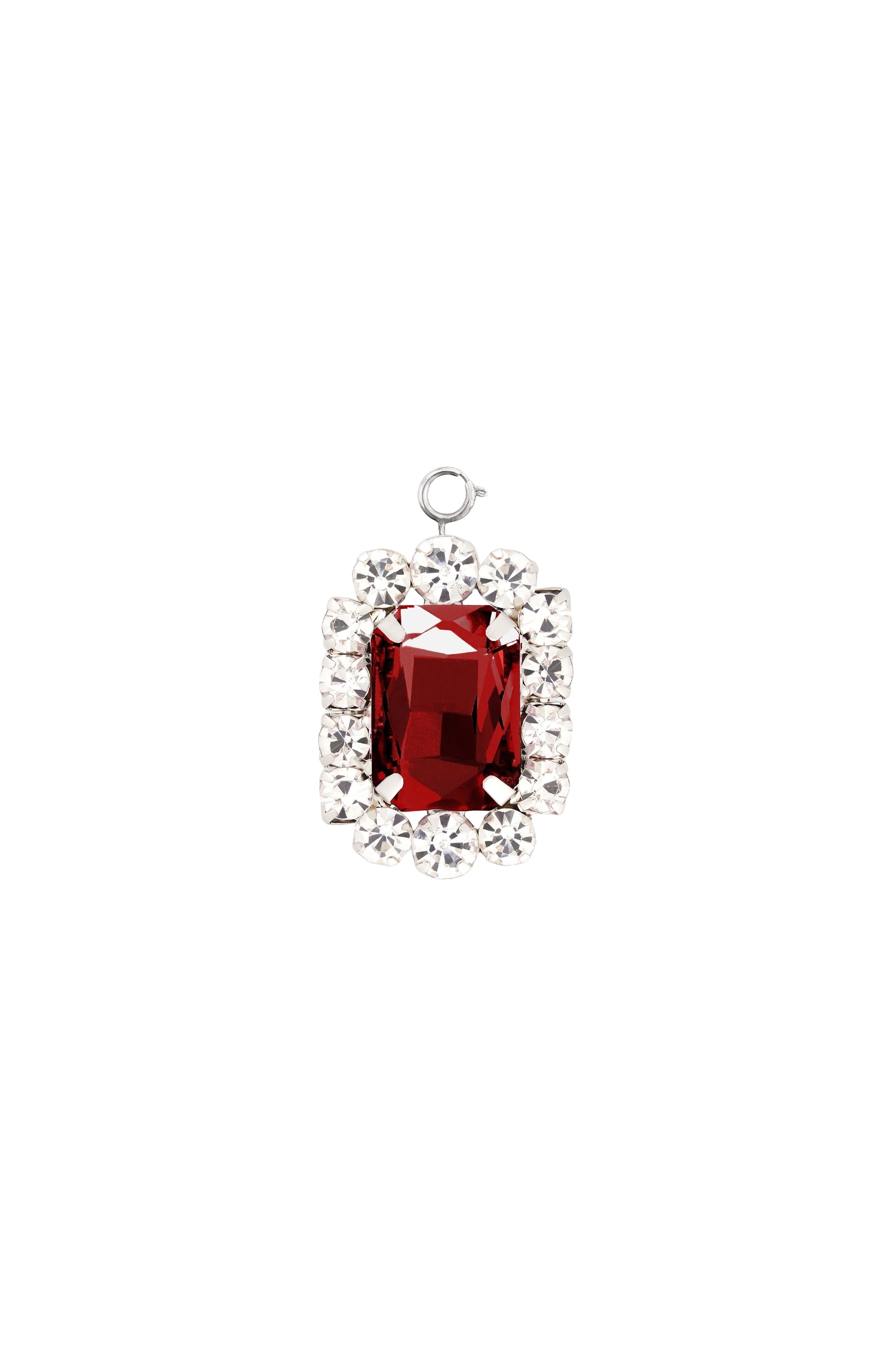 Charms Square Jewel en laiton - Red & Silver