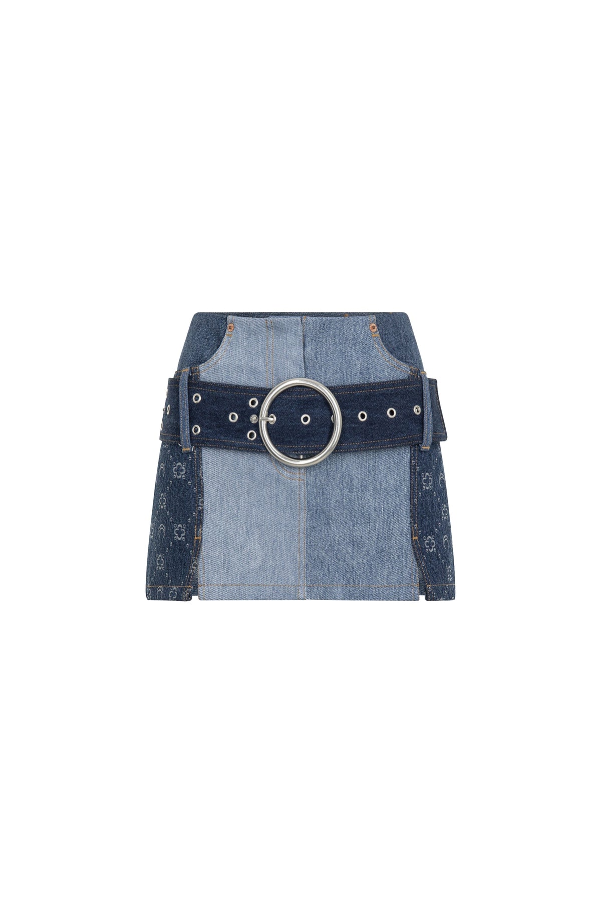 Jupe courte ceinturée en denim Upcyclé - Medium Dark Blue