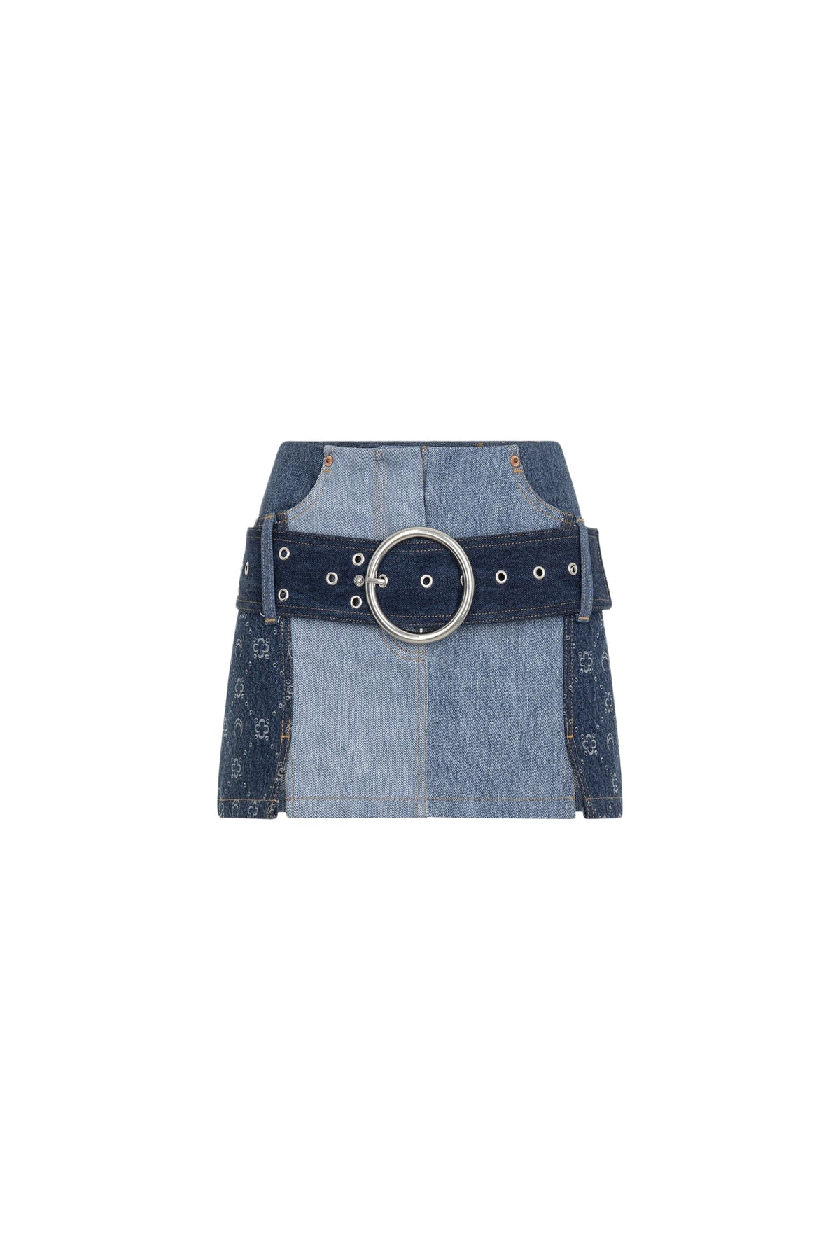 Jupe courte ceinturée en denim Upcyclé - Medium Dark Blue