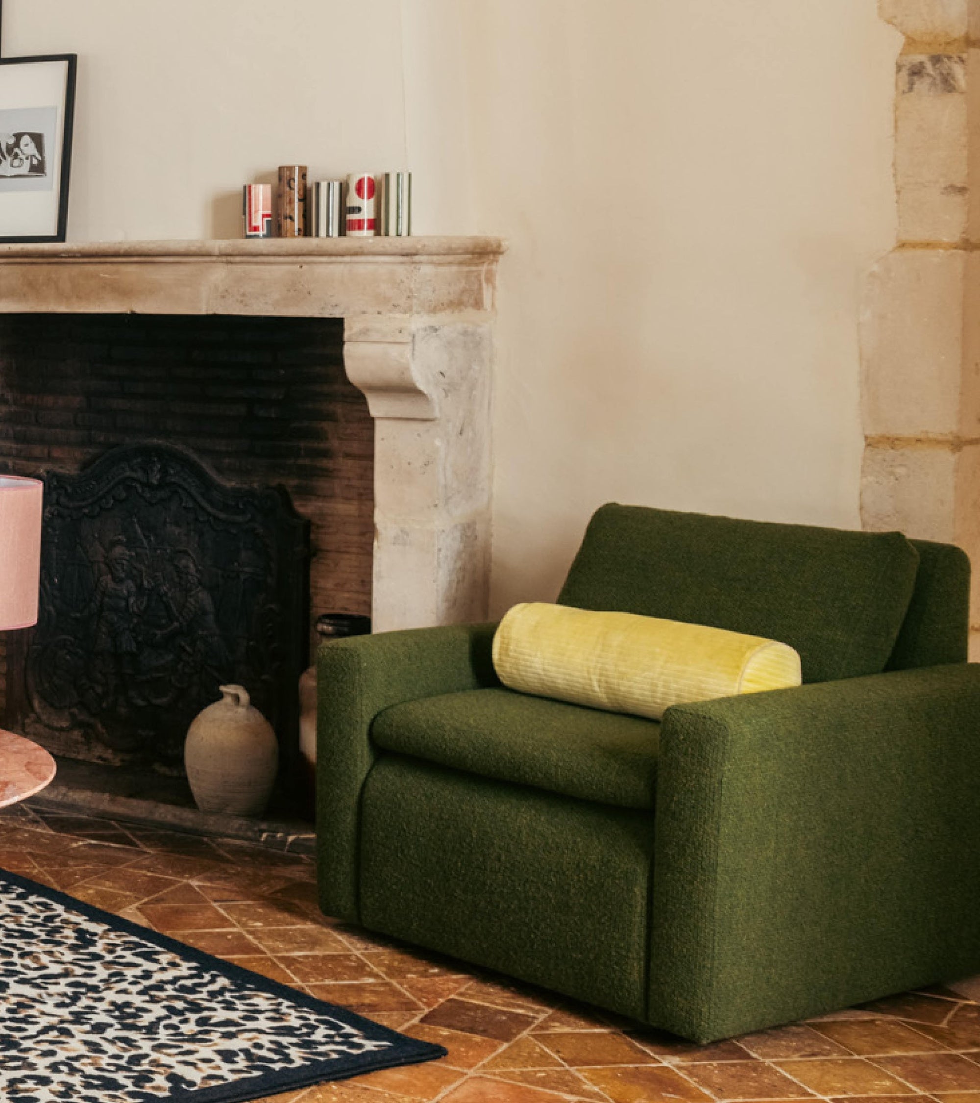Coussin Adri en velours côtelé - Jaune