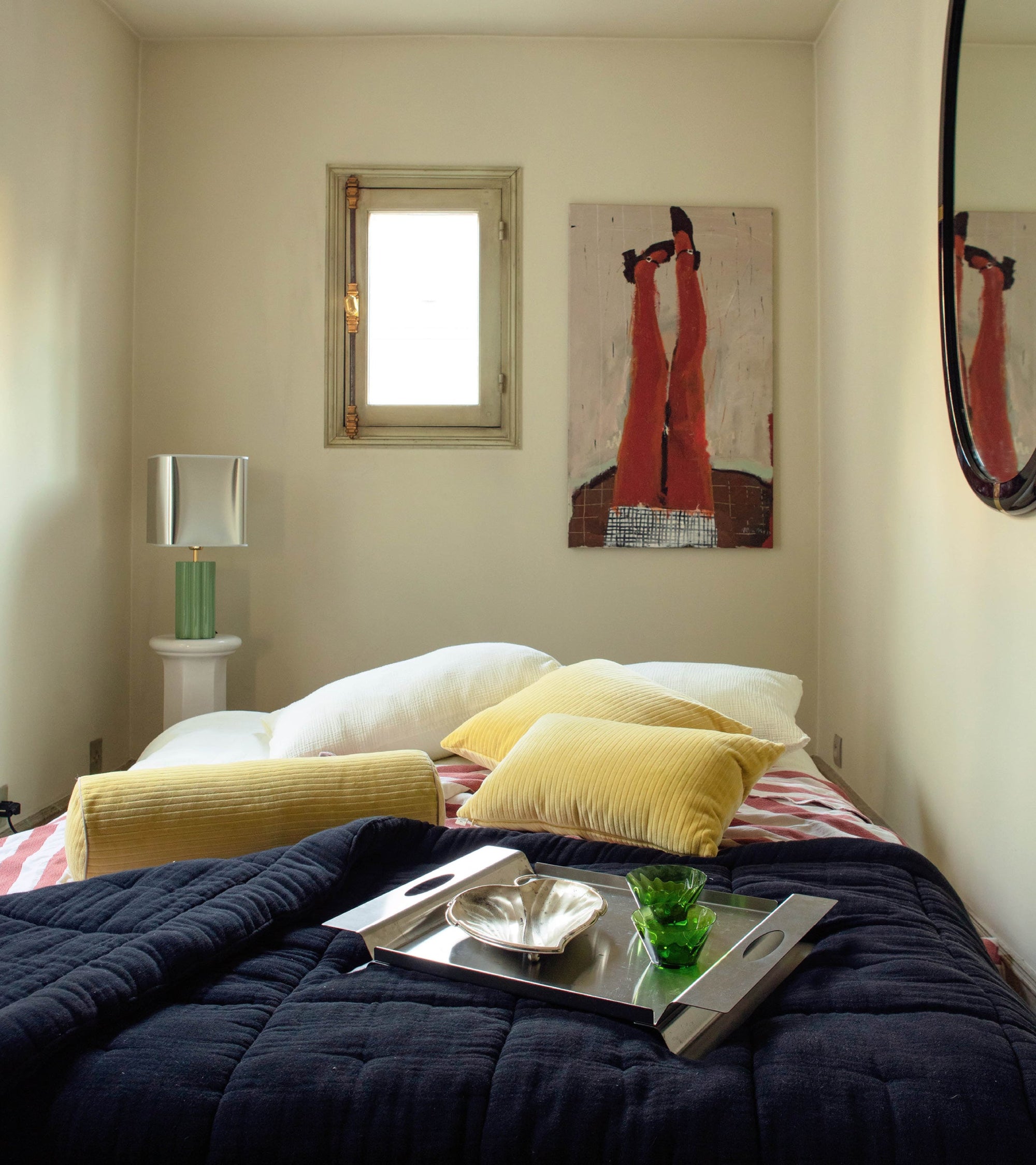 Coussin Adri en velours côtelé - Jaune