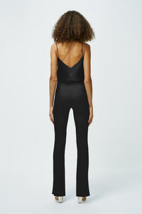 Satin Slashed Trouser - Black